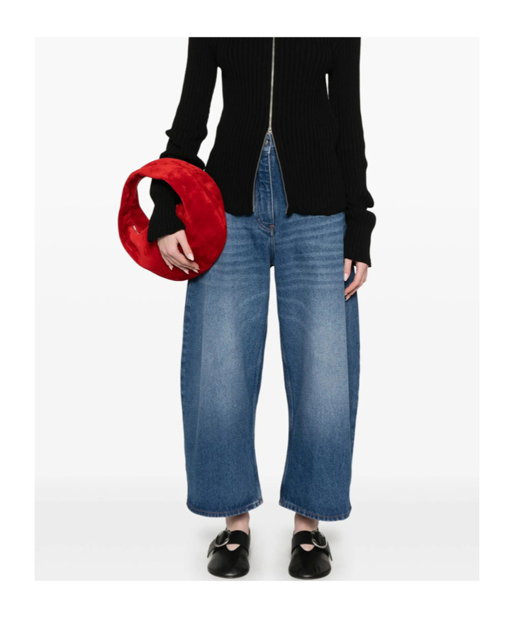 Studio Nicholson Wide Crop Denim Clothing In Blue