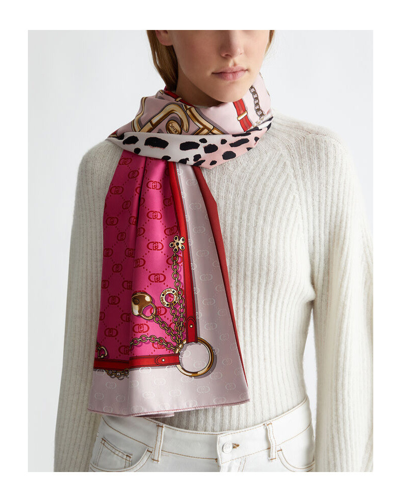 Shop Liu •jo Mix-print Scarf In Pink