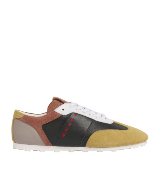 Marni Black Leather And Suede Sneakers In Multi