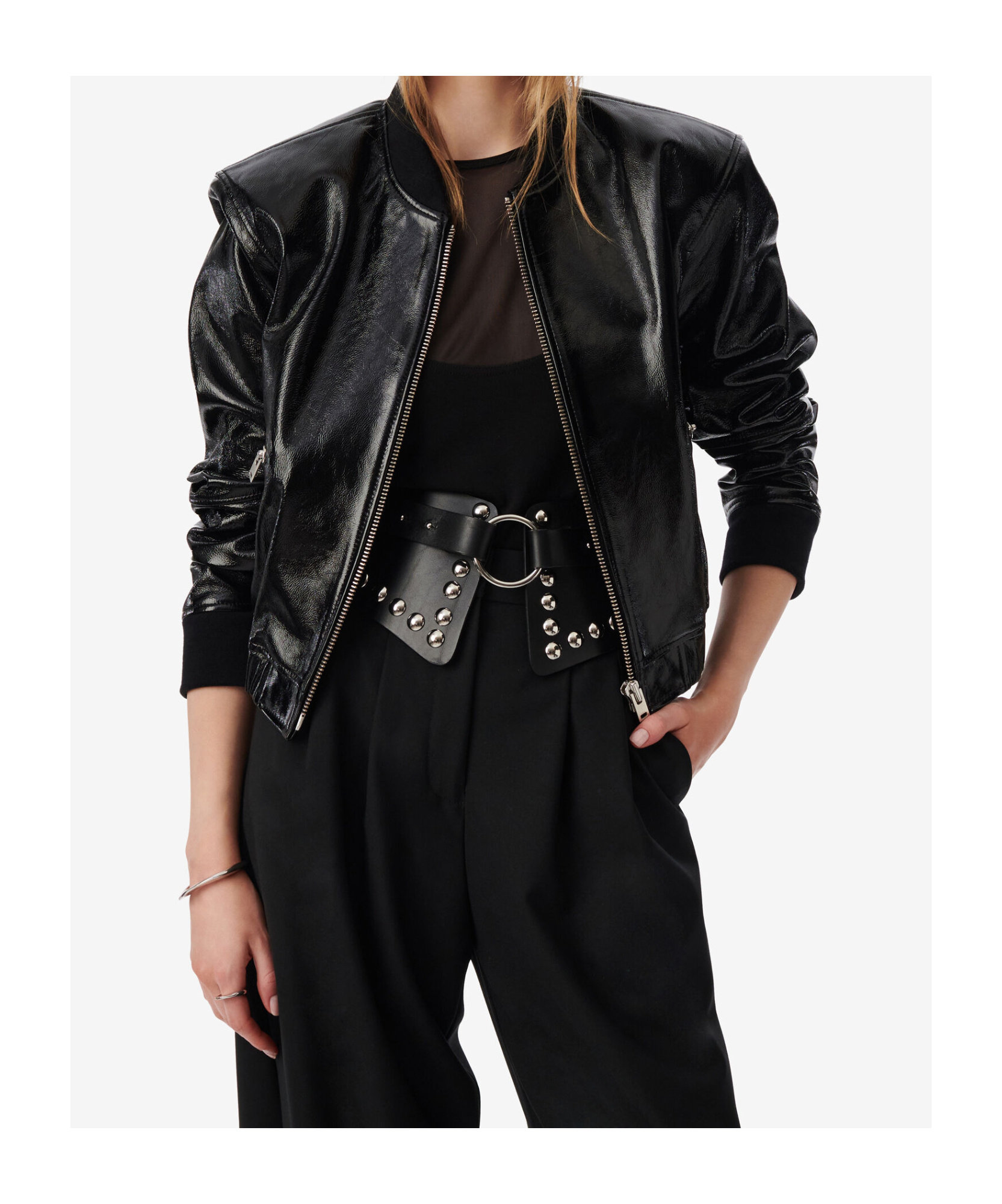 Iro Long-sleeved Leather Jacket In Black