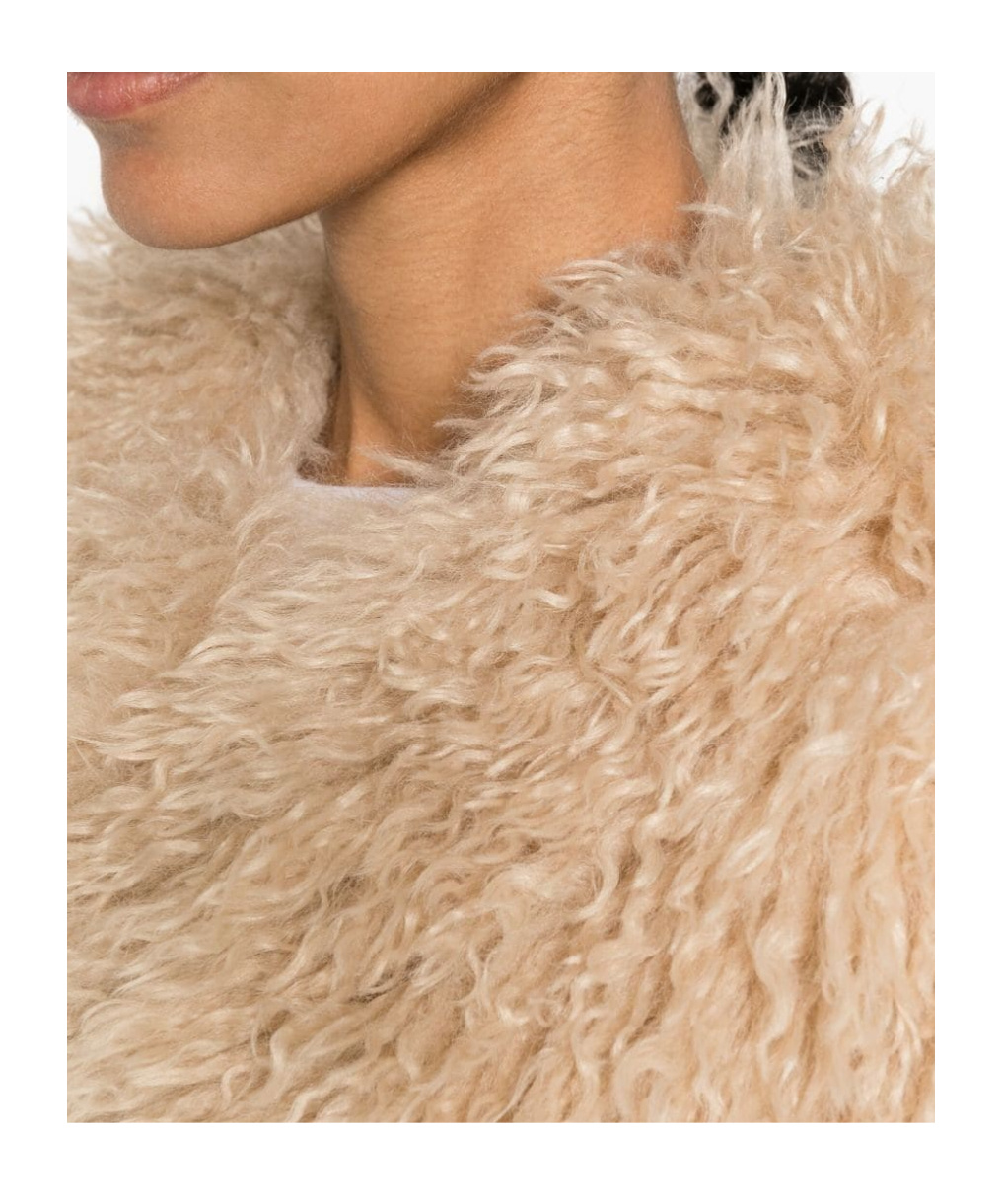 Isabel Marant Faustine Faux-shearling Cropped Jacket In Nude