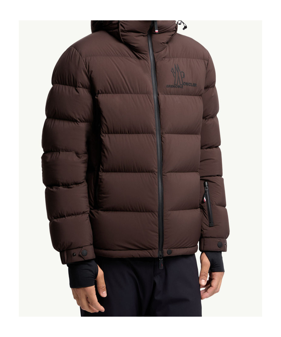 Moncler Isorno Hooded Down Ski Jacket In Brown