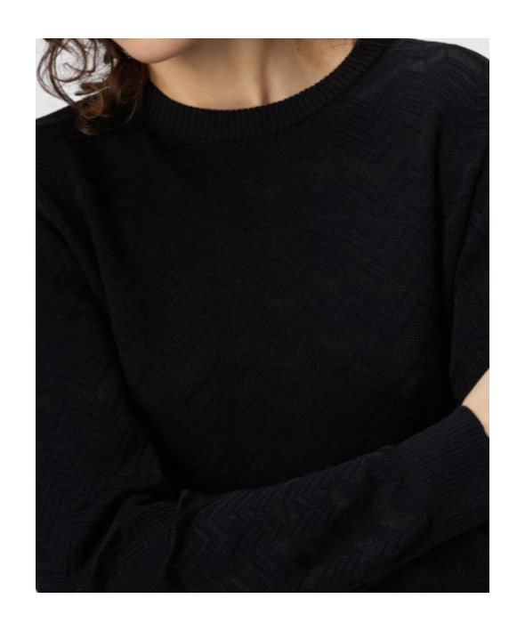 Missoni Crew Neck Sweater With Chevron Pattern In Black