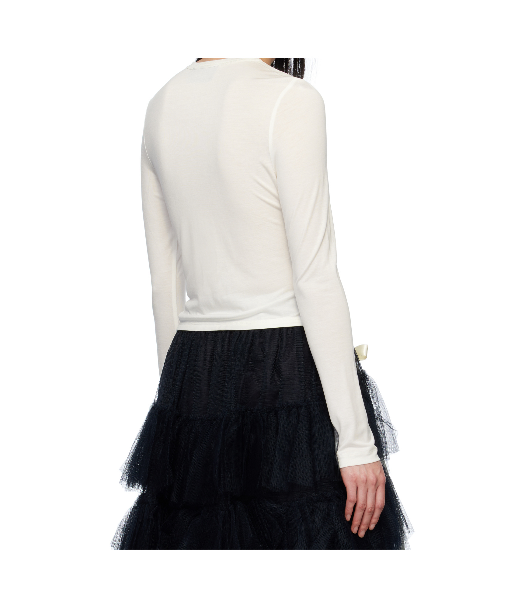 Simone Rocha Off-white Bow Tail Easy T-shirt In Black