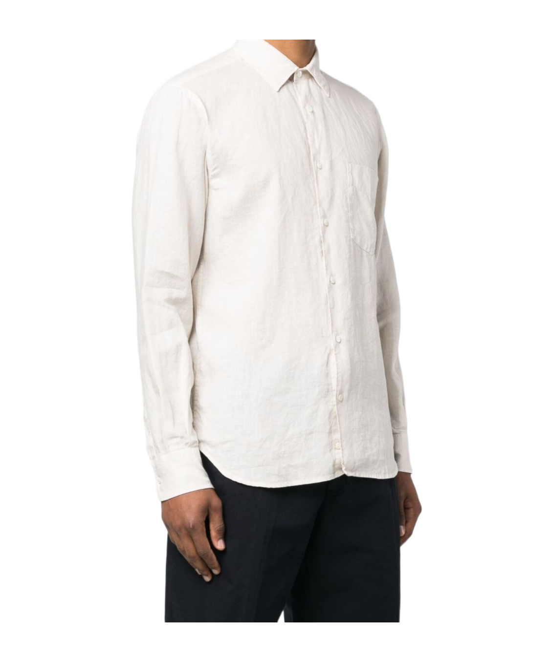 Shop Aspesi Long-sleeve Linen Shirt In White