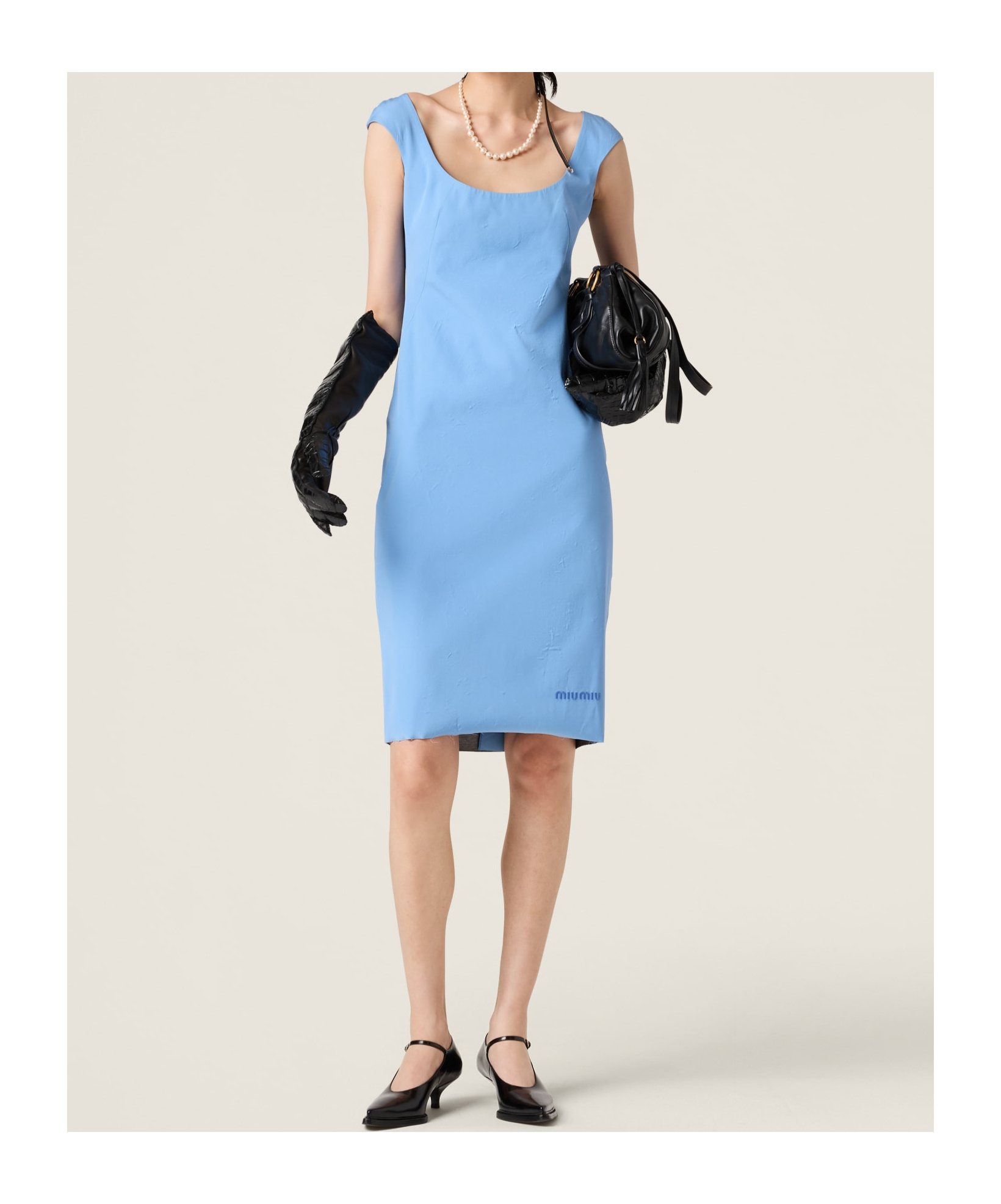 Shop Miu Miu Poplin And Jersey Dress In Blue