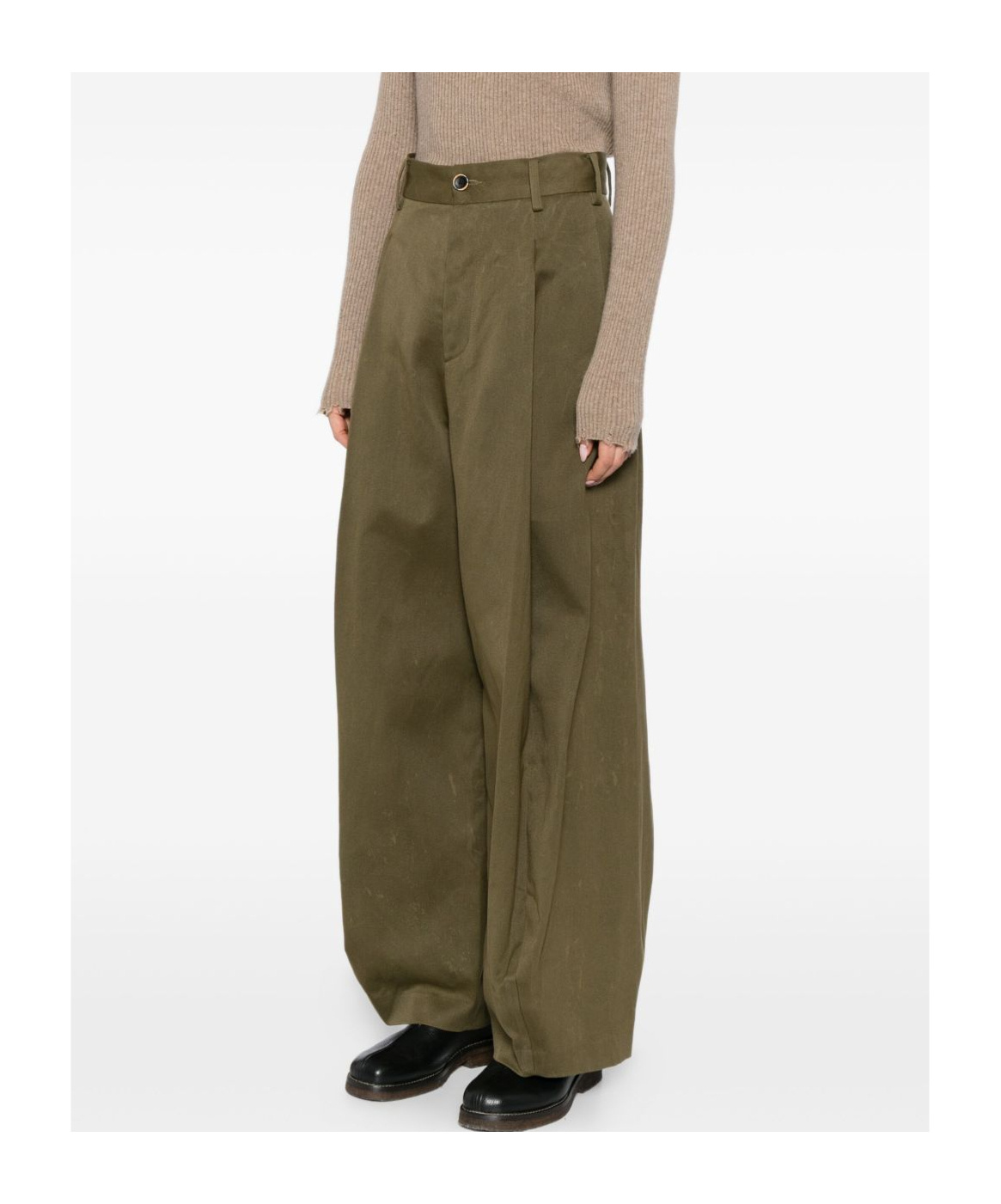 Uma Wang Belt Loop Casual Pants In Green