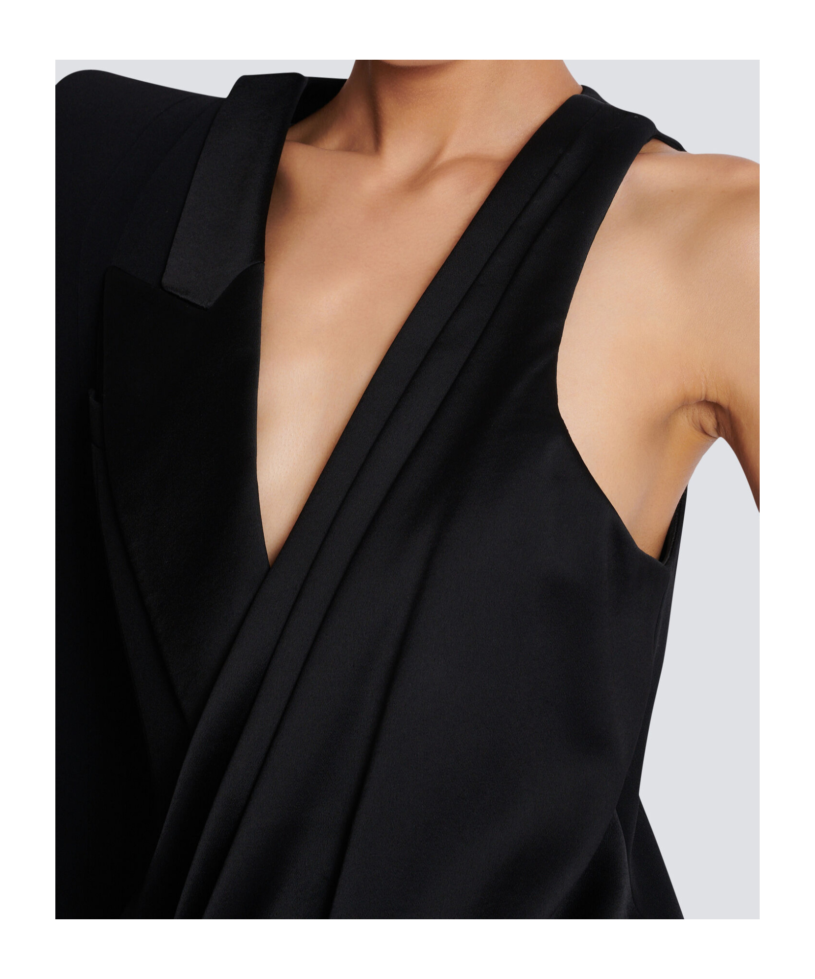 Shop Balmain Asymmetric Dress With Structured Shoulder In Black