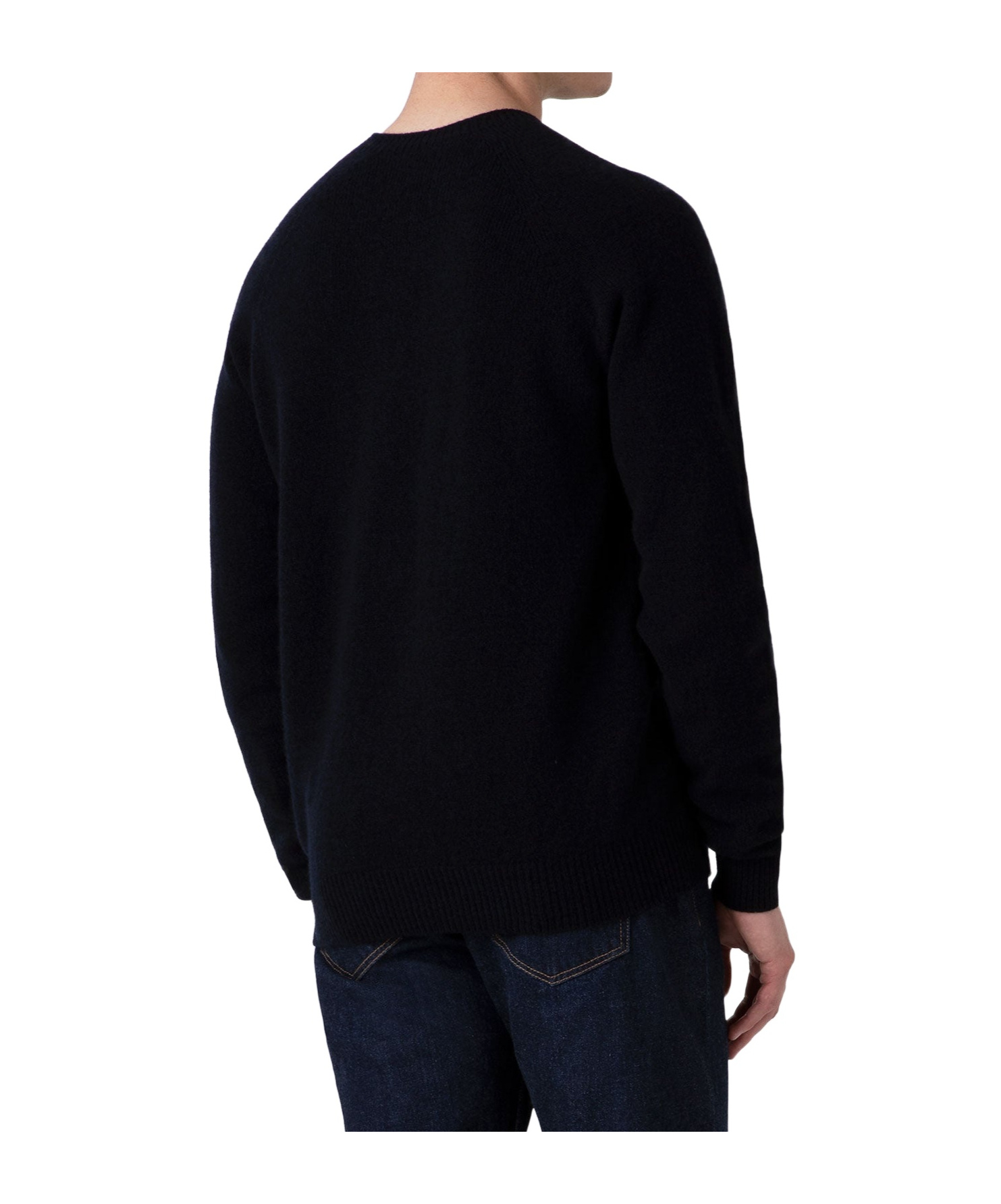 Sunspel Wool Round-neck Sweater In Black