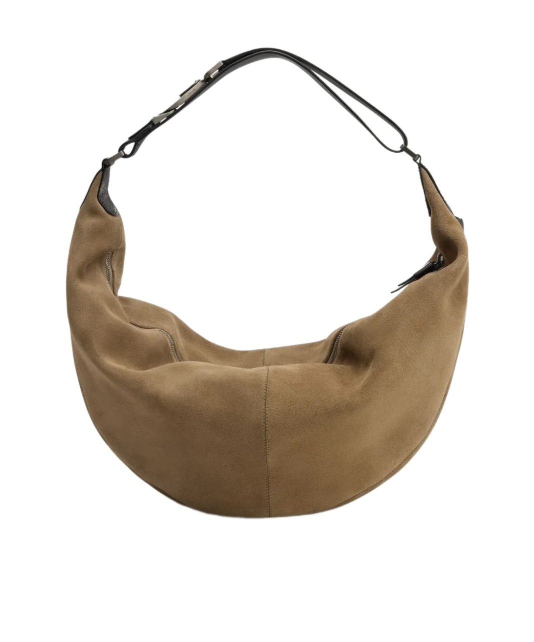 Lemaire Suede Leather Zip Shoulder Bag In Gray