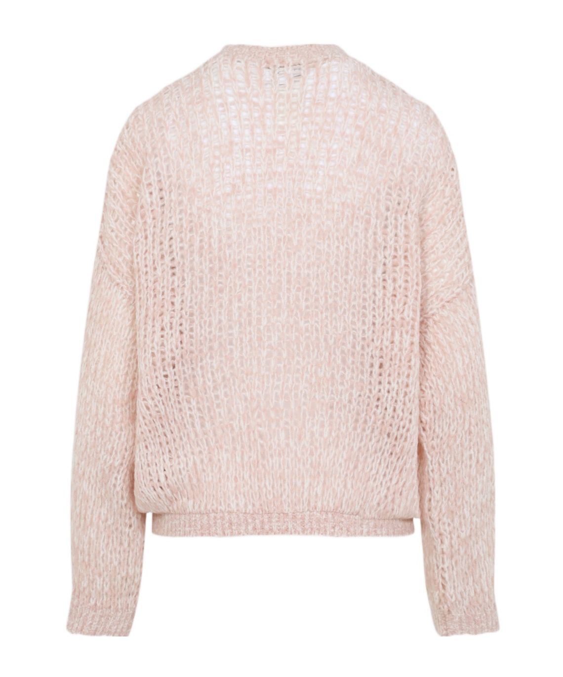 Giambattista Valli Soft Beige Wool-cashmere Blend Sweater With Fuzzy Stripes In Pink