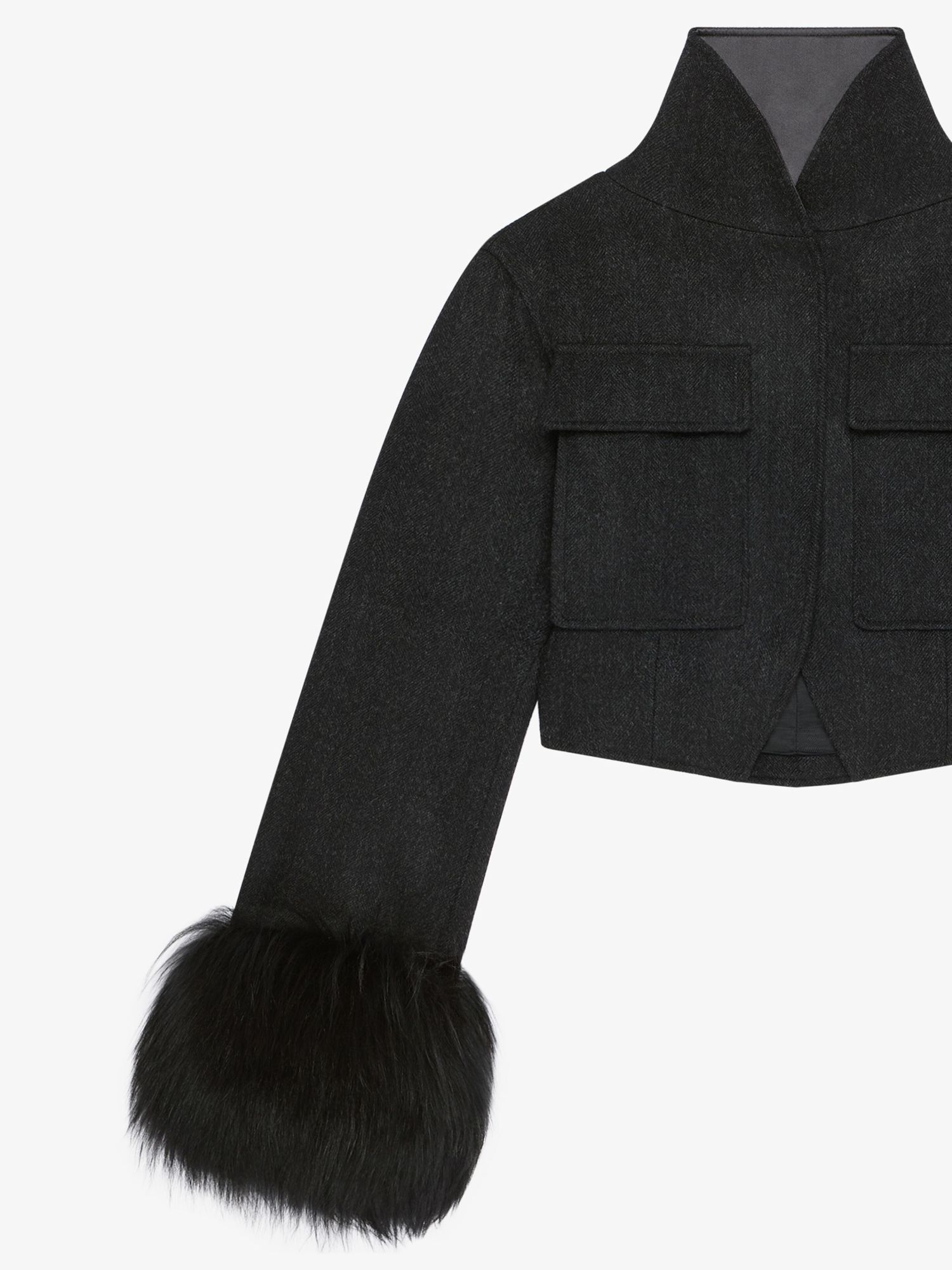 Givenchy Blouson Slim En Laine Et Fourrure In Black