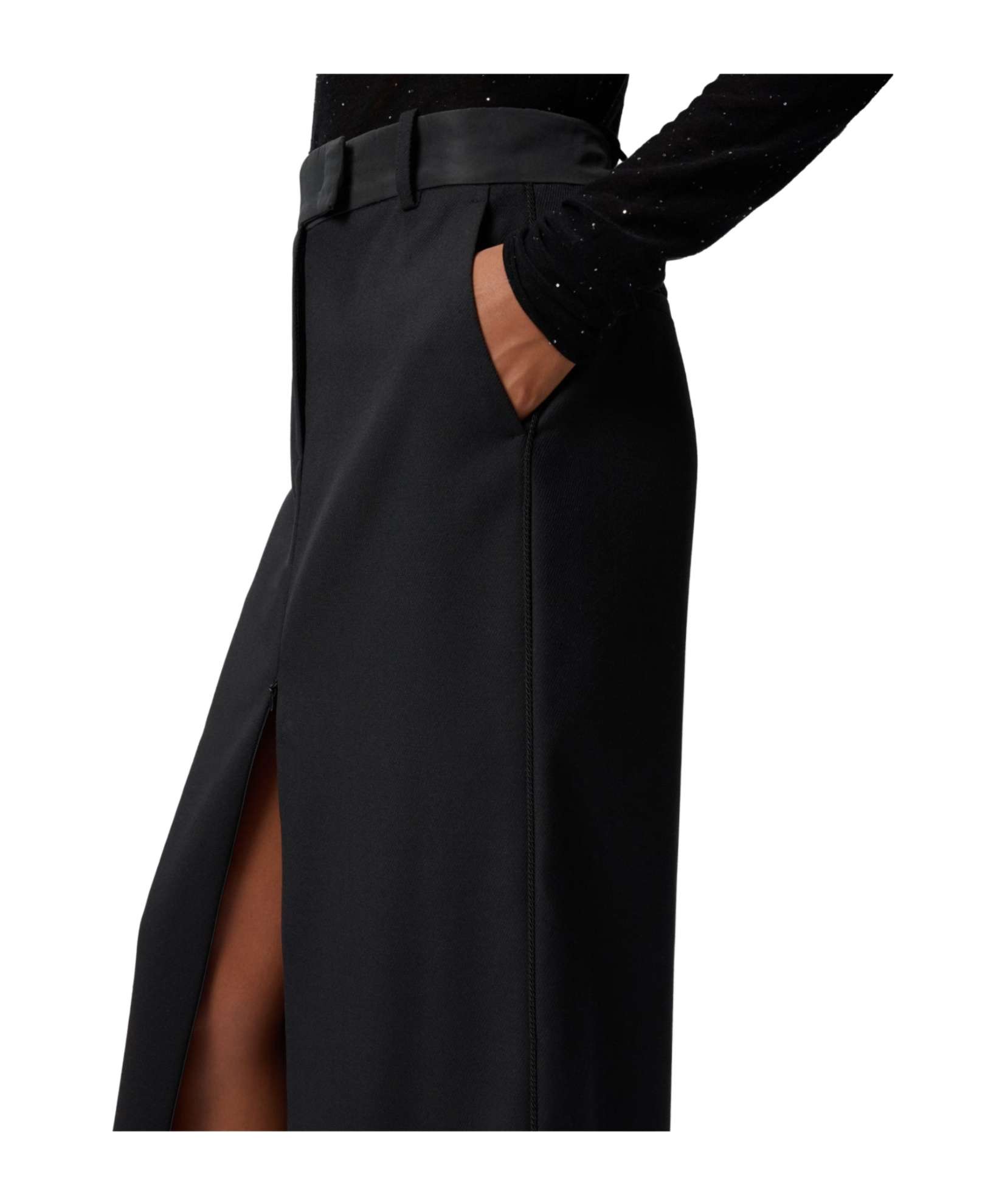 Pinko High-waisted Slit Midi Skirt In Black