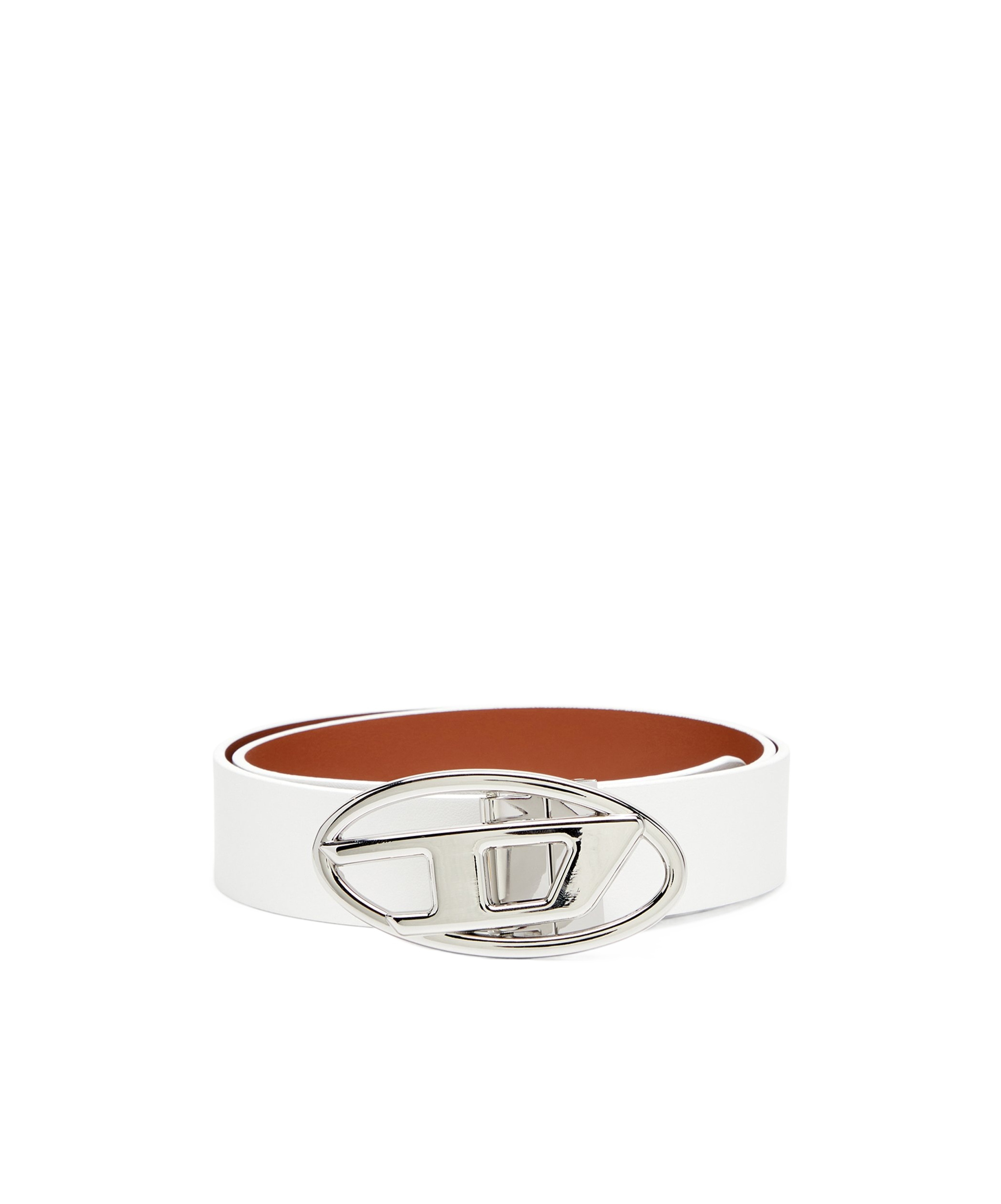 Diesel B-1dr Logo-buckle Leather Belt In White