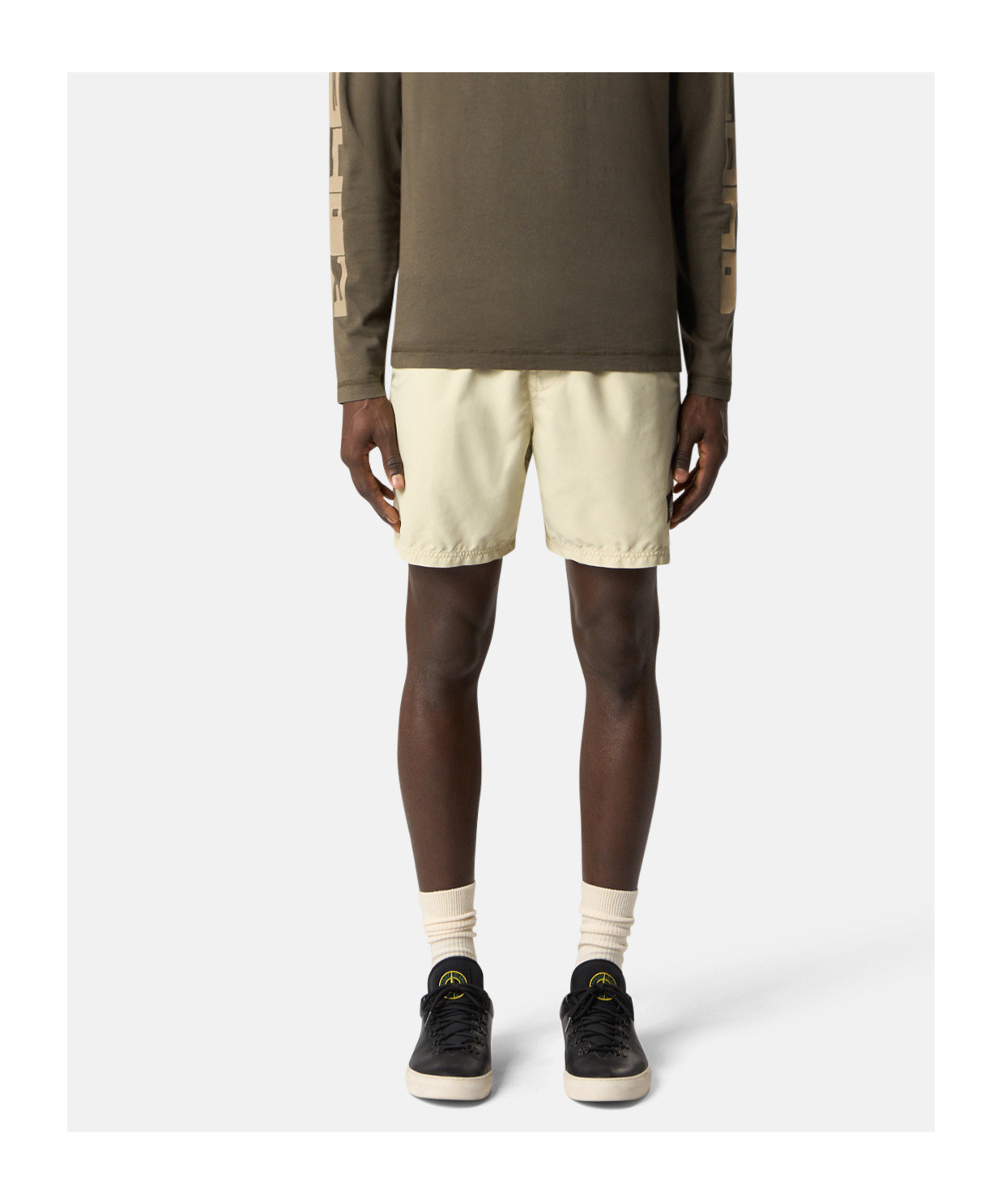 Stone Island Mid-length Swim Trunks In Neutral