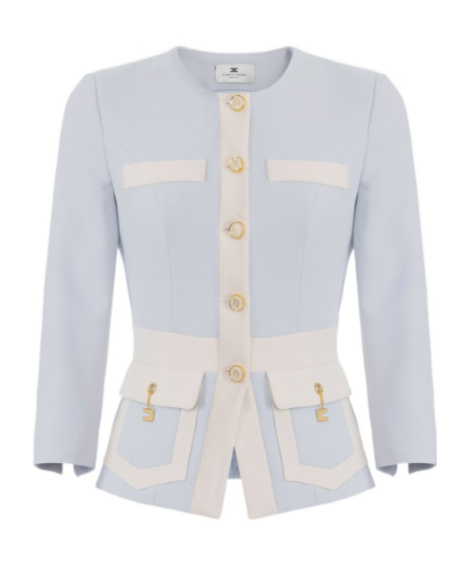 Elisabetta Franchi Colour-blocking Button Jacket In Blue