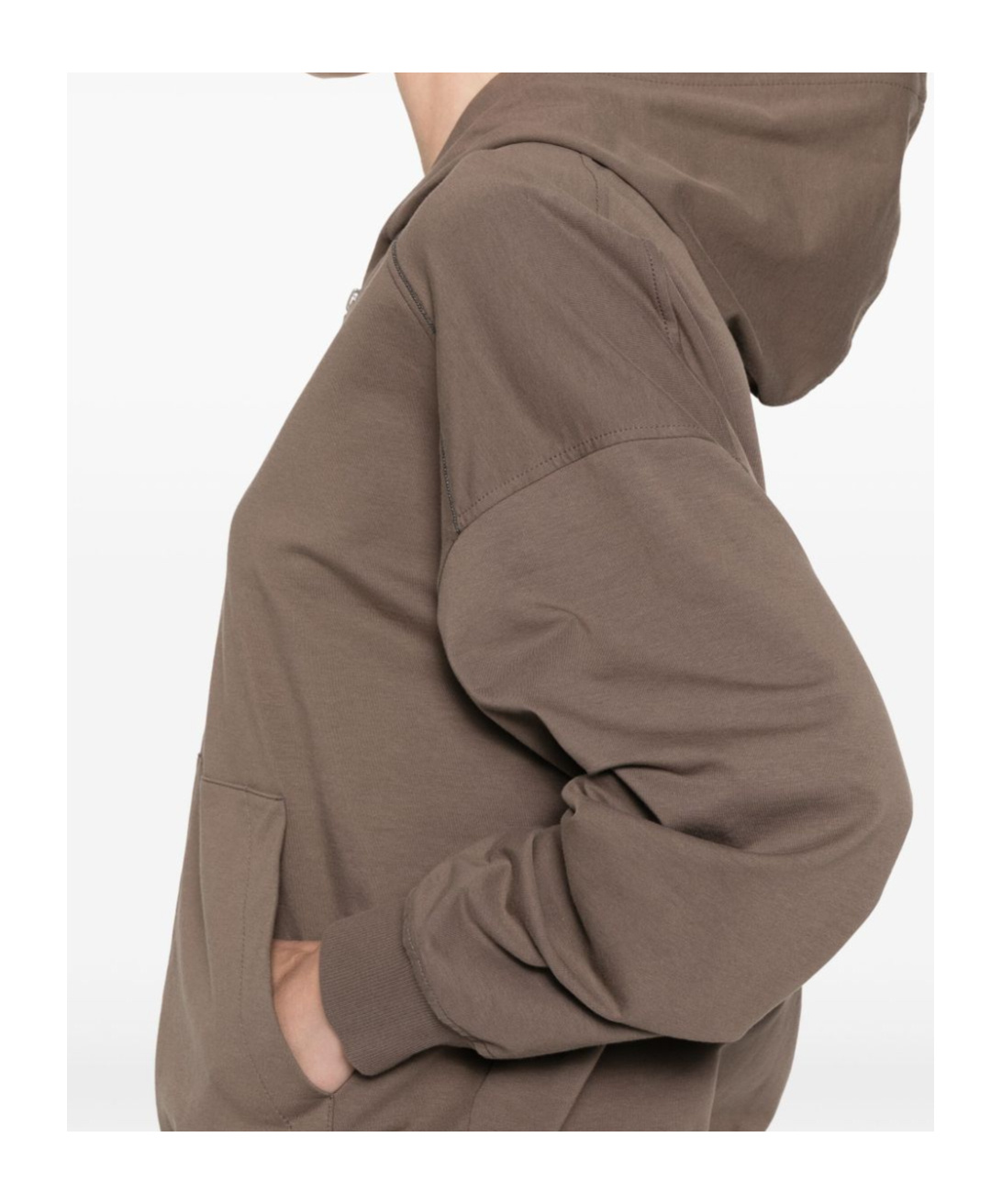 Brunello Cucinelli Zippered Cotton Hoodie With Kangaroo Pocket In Brown