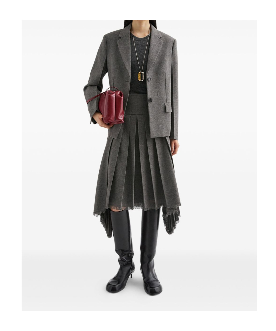 Jil Sander Pleated Midi Skirt In Gray