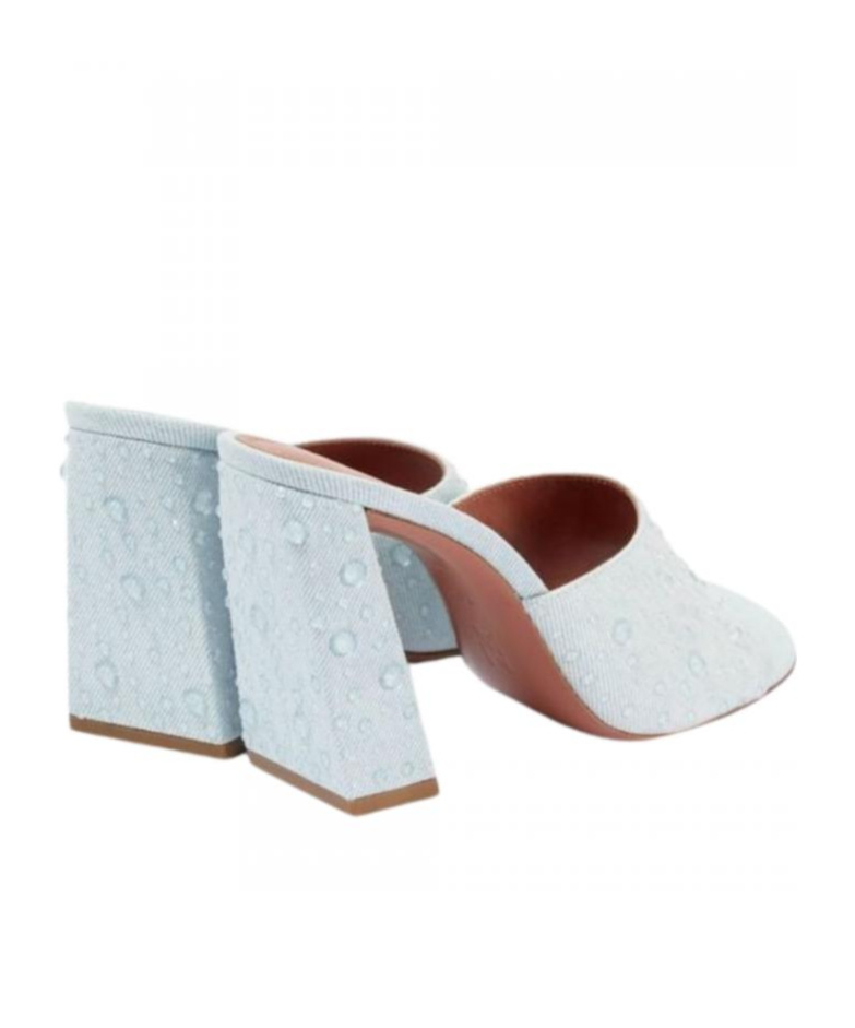 Amina Muaddi Thick Heeled Sandals In Gray
