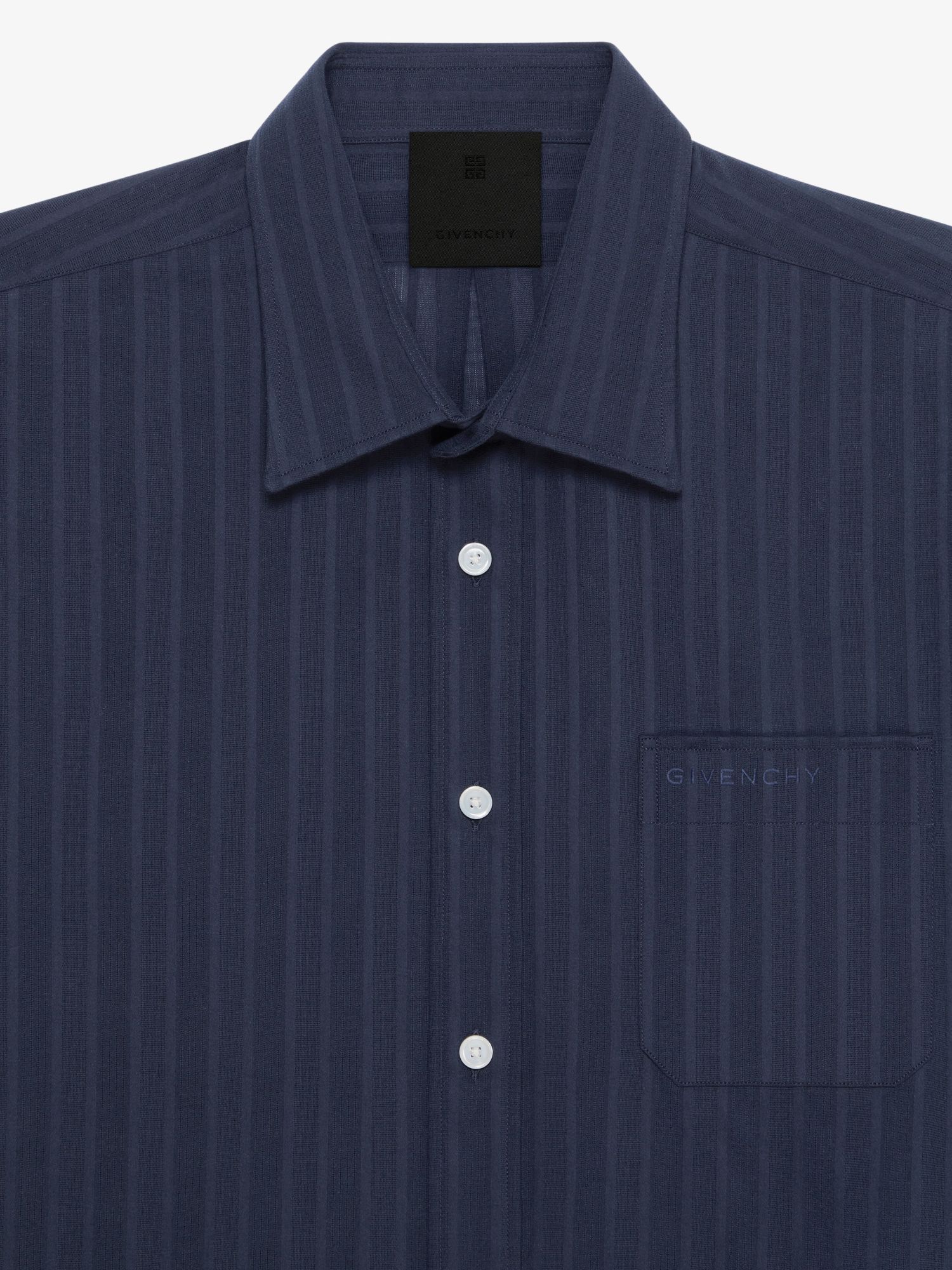 Givenchy Shirt In Cotton Voile With Stripes In Blue