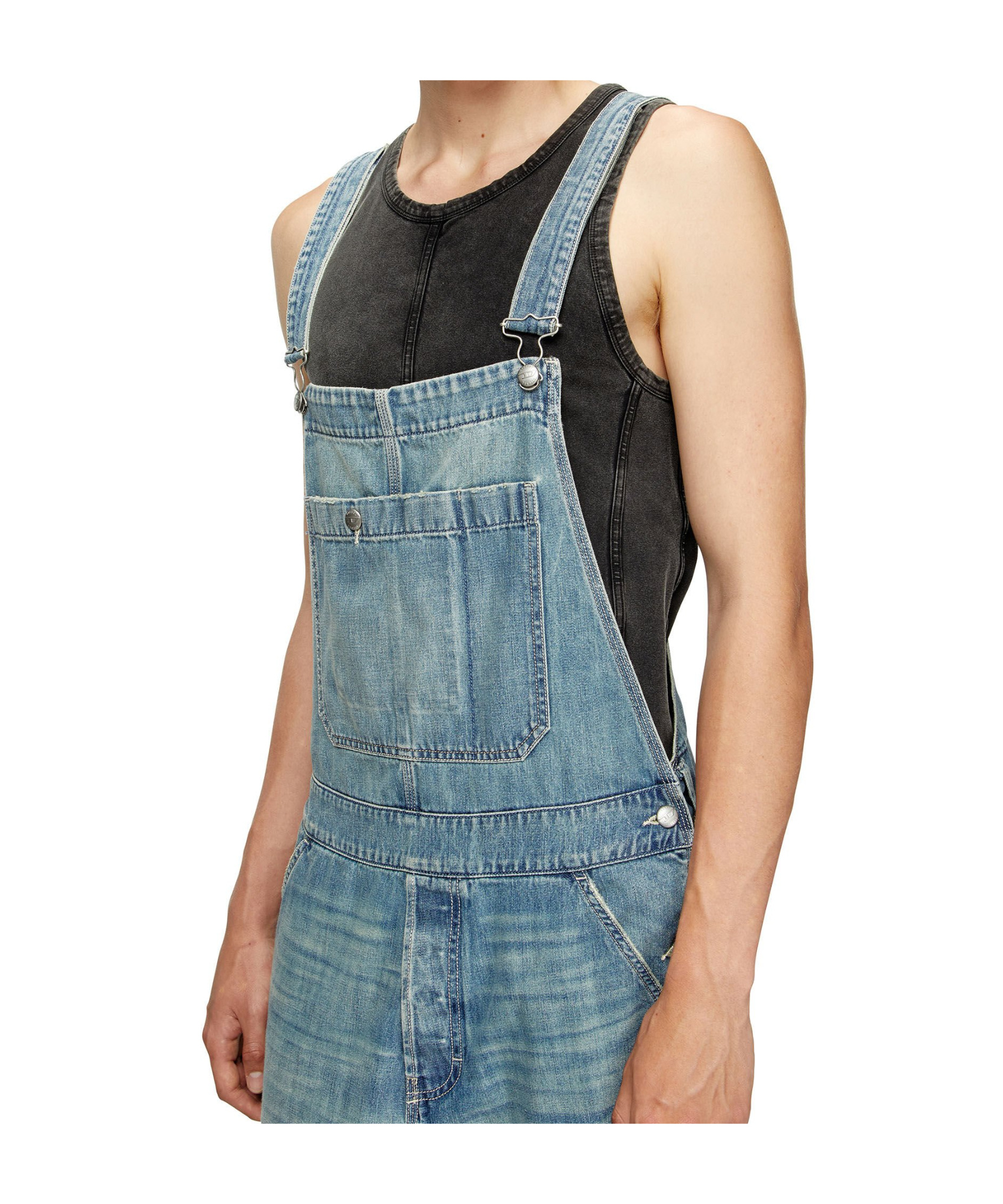 Diesel Denim Pocket Dungarees In Blue