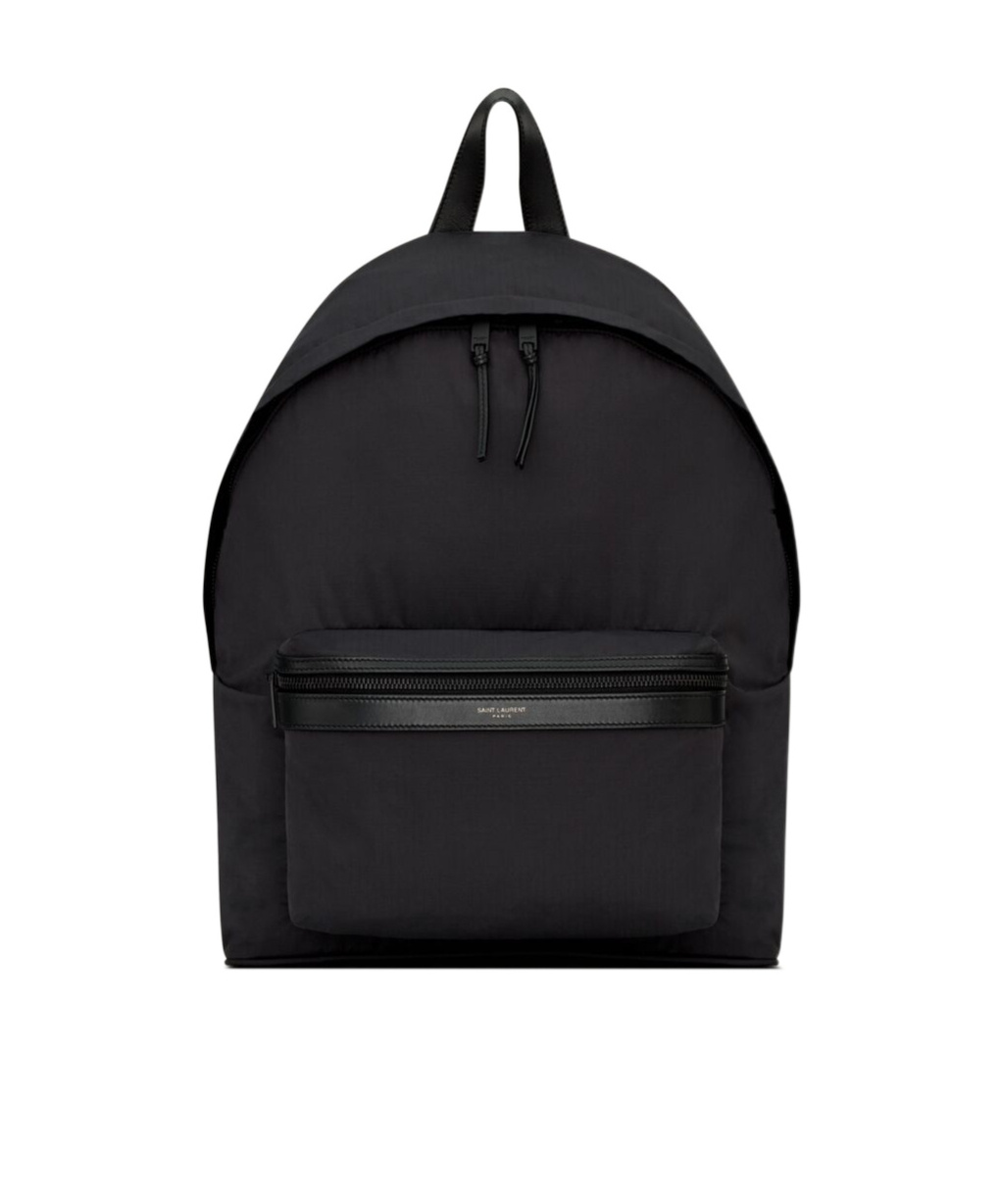 Saint Laurent City Backpack In Nylon Ripstop And Leather In Black
