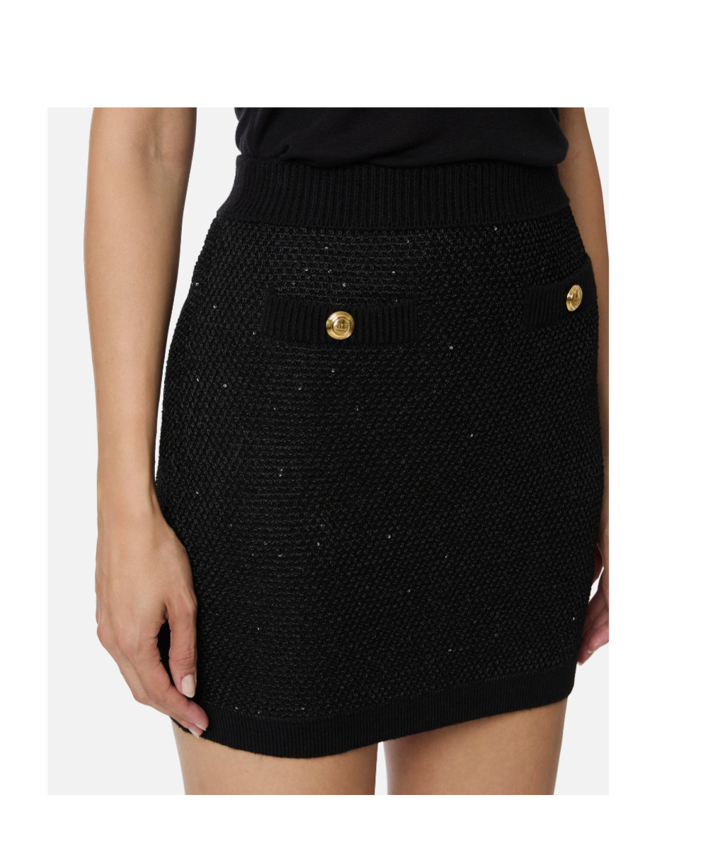 Elisabetta Franchi Gonna In Maglia Con Paillettes Nera In Black
