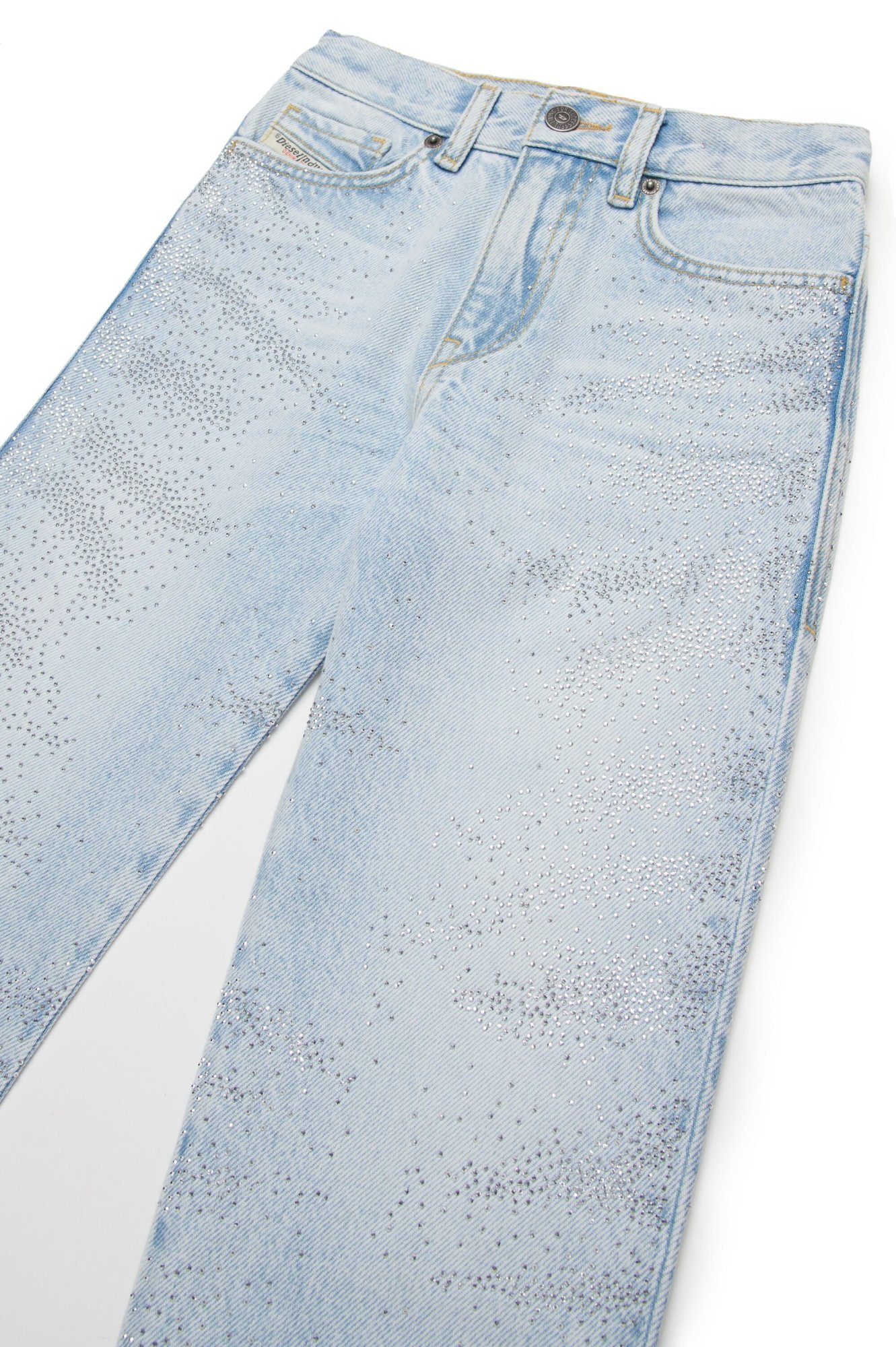 Diesel Kids Oval-d Embroidered Mid-waisted Jeans In Blue