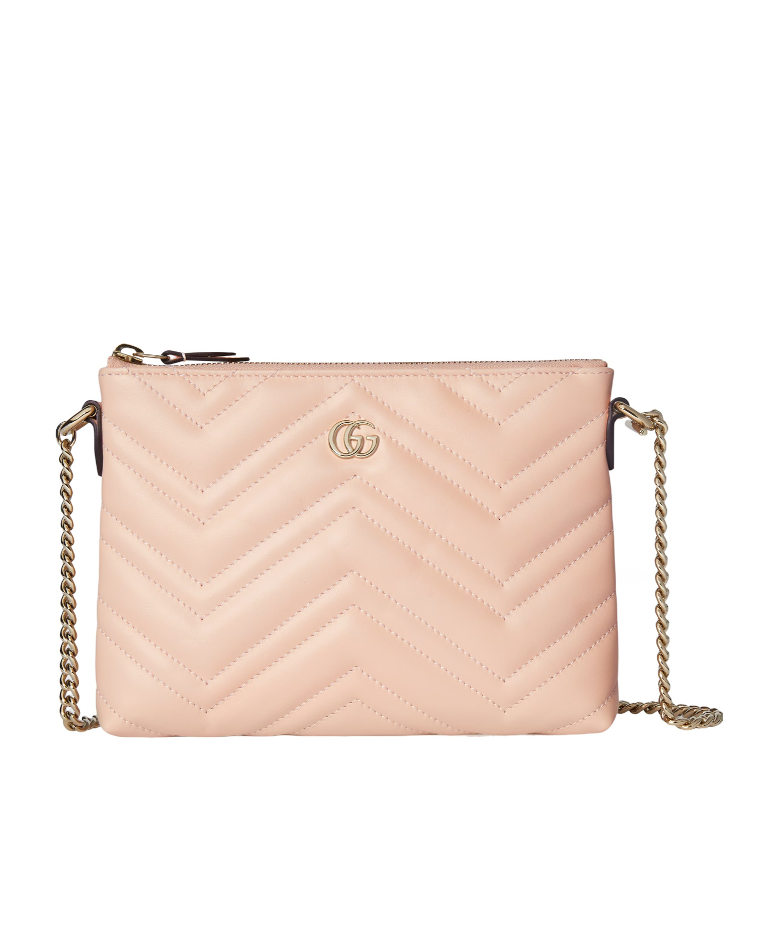Gucci Gg Marmont Pochette With Chain In Pink