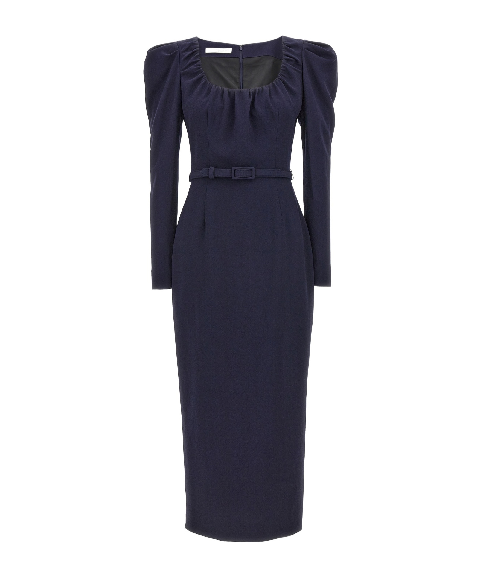 Alessandra Rich Belt Crepe Dress In Black