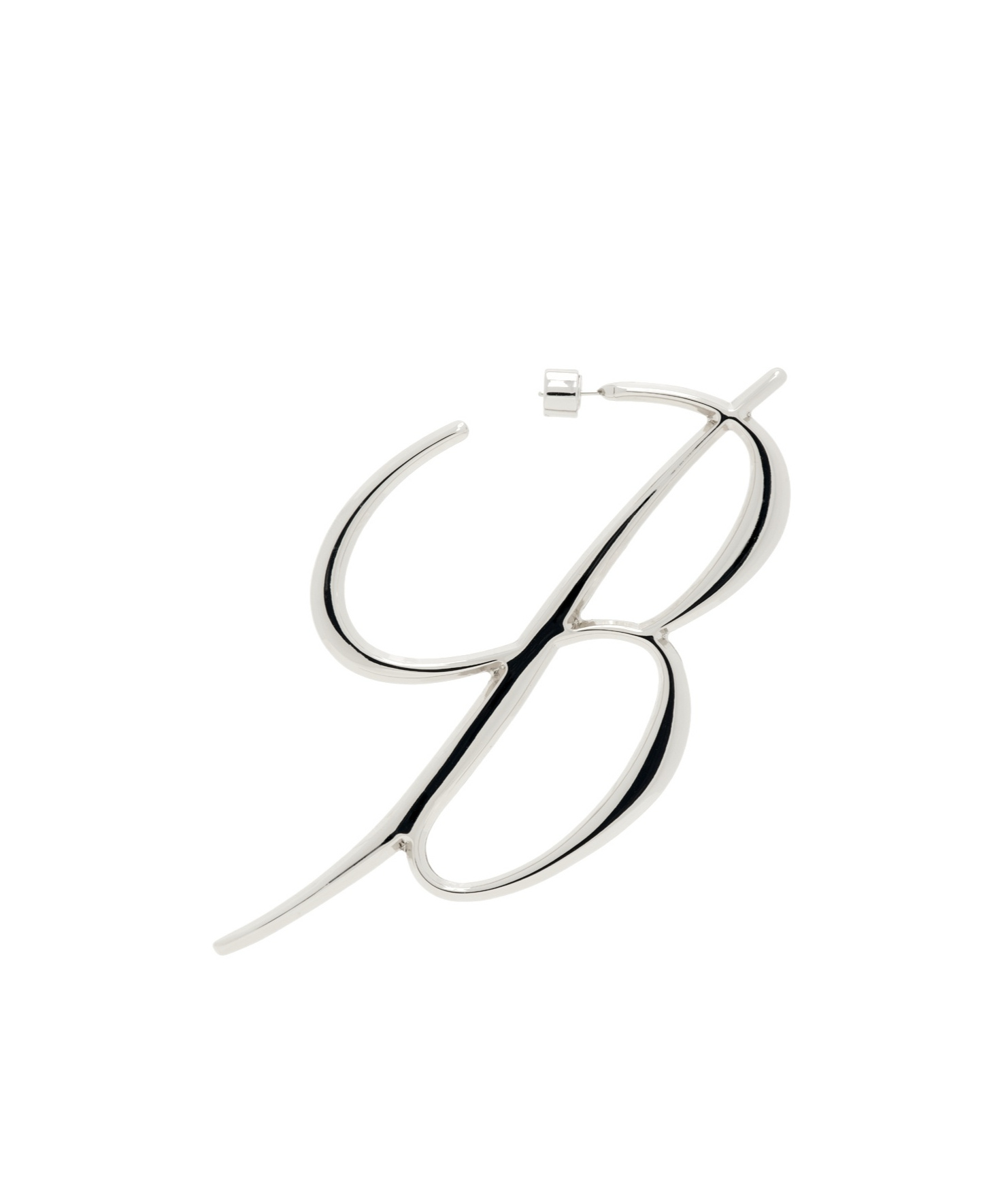 Blumarine Silver B Monogram Single Earring In White