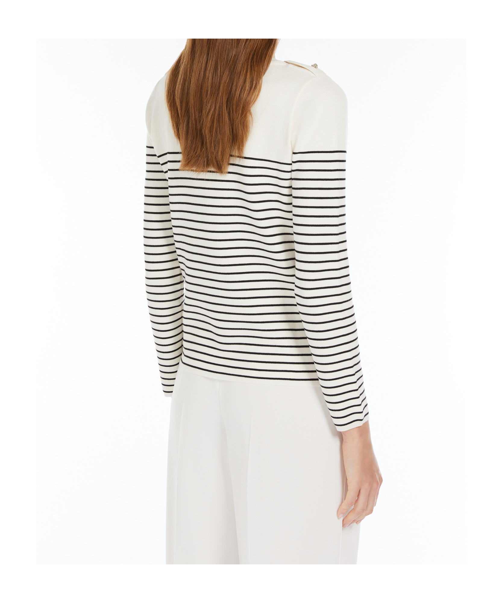 Max Mara Striped Viscose Sweater In White