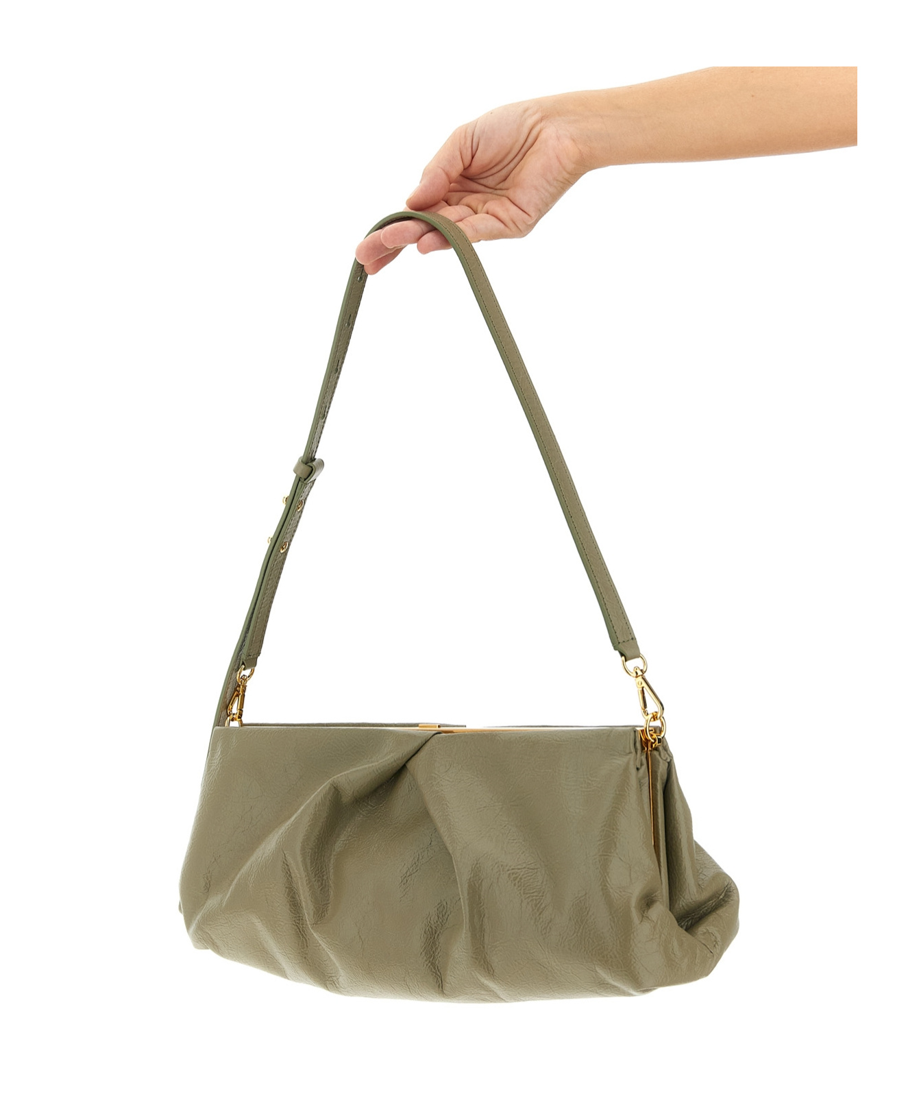 Dries Van Noten Large Textured Clutch Adjustable Strap In Green