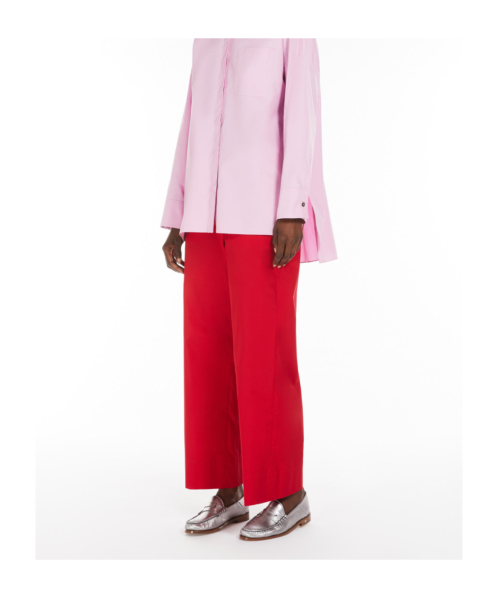 Max Mara Pantalone A Coulisse In Popeline In Red