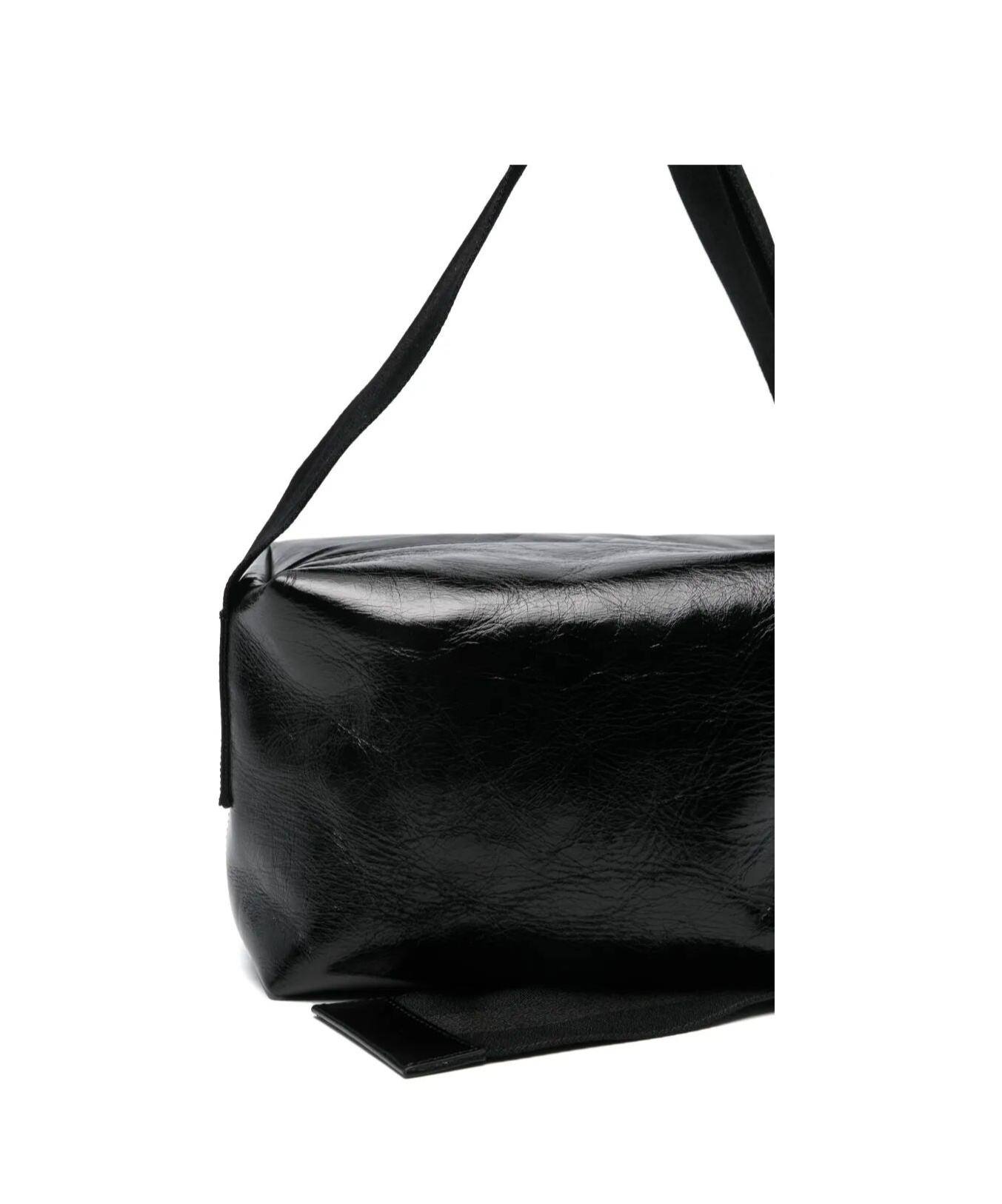 Uma Wang Black Leather Medium Shoulder Bag In Black