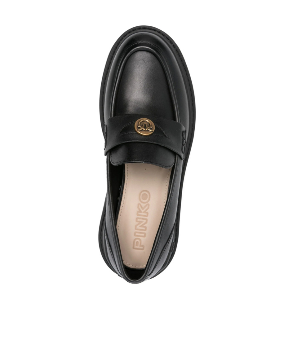 Pinko Round Toe Loafers In Black