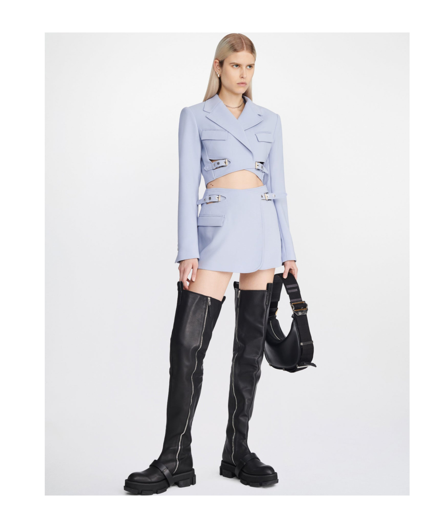 Dion Lee Blue Interlock Skirt In Black