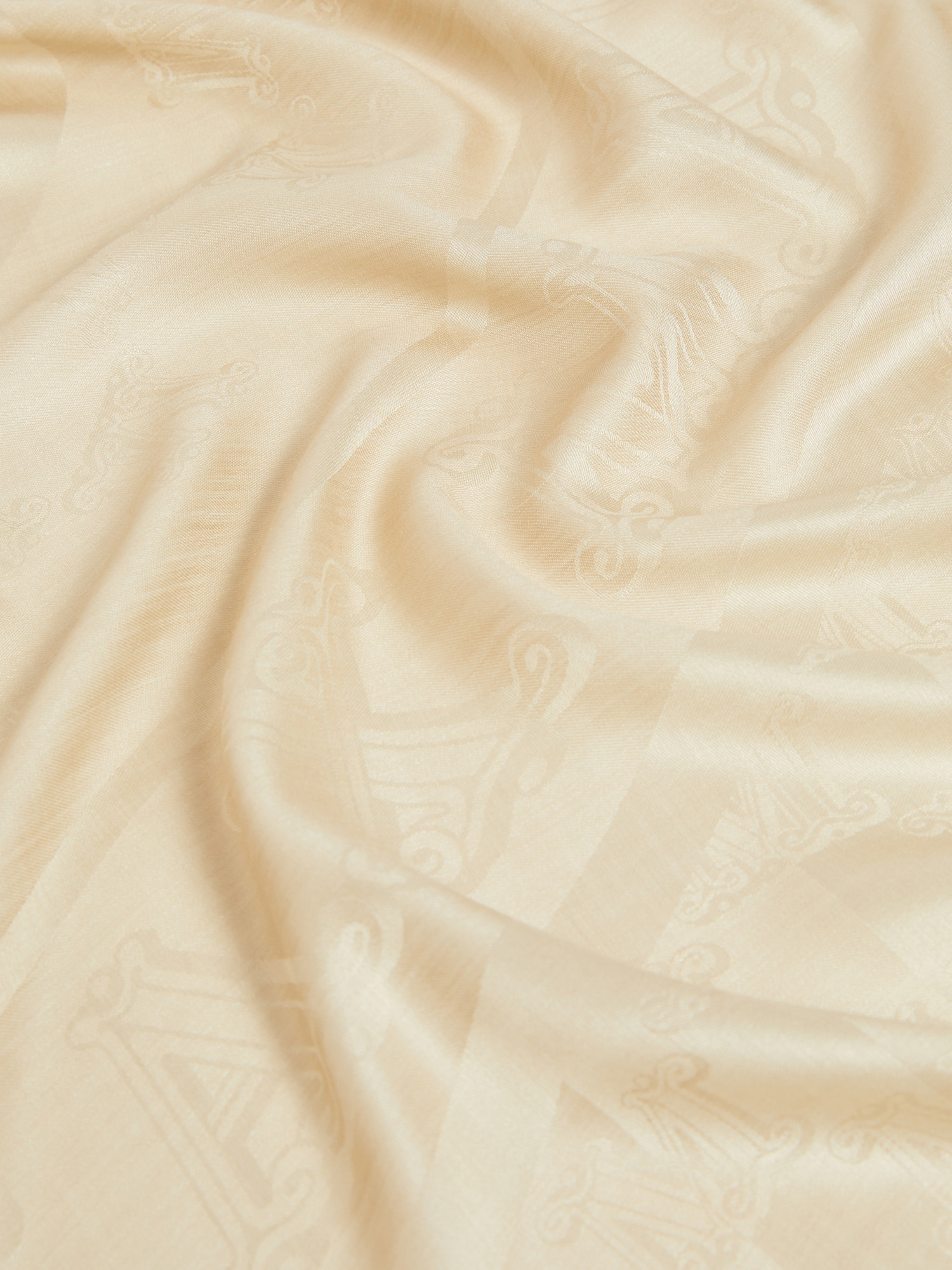 Max Mara Jacquard Silk And Wool Shawl In Sand