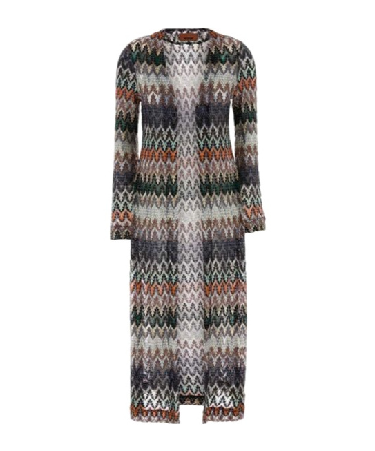 Missoni Long Zigzag Knit Cardigan In Multi
