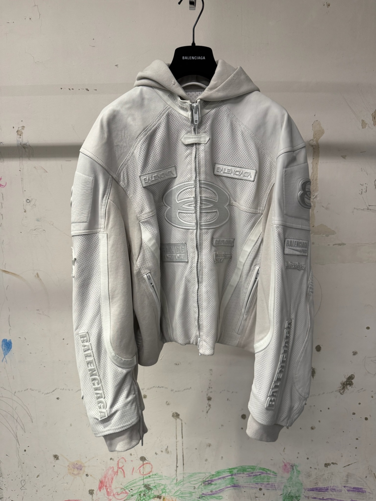 Balenciaga Hybrid Biker Jacket In Gray