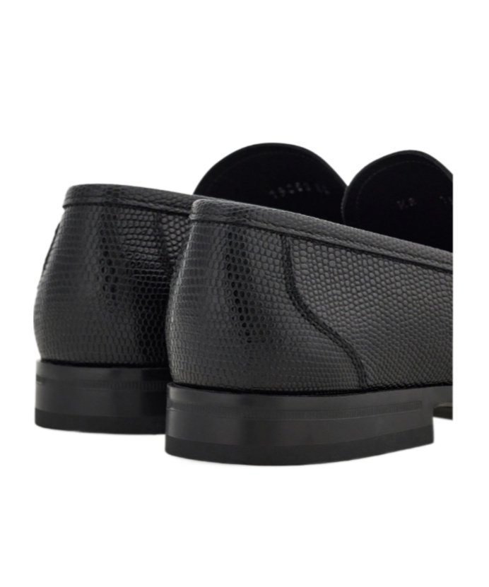 Ferragamo Gandioso Pebbled Moccasin With Gancini Ornament In Black