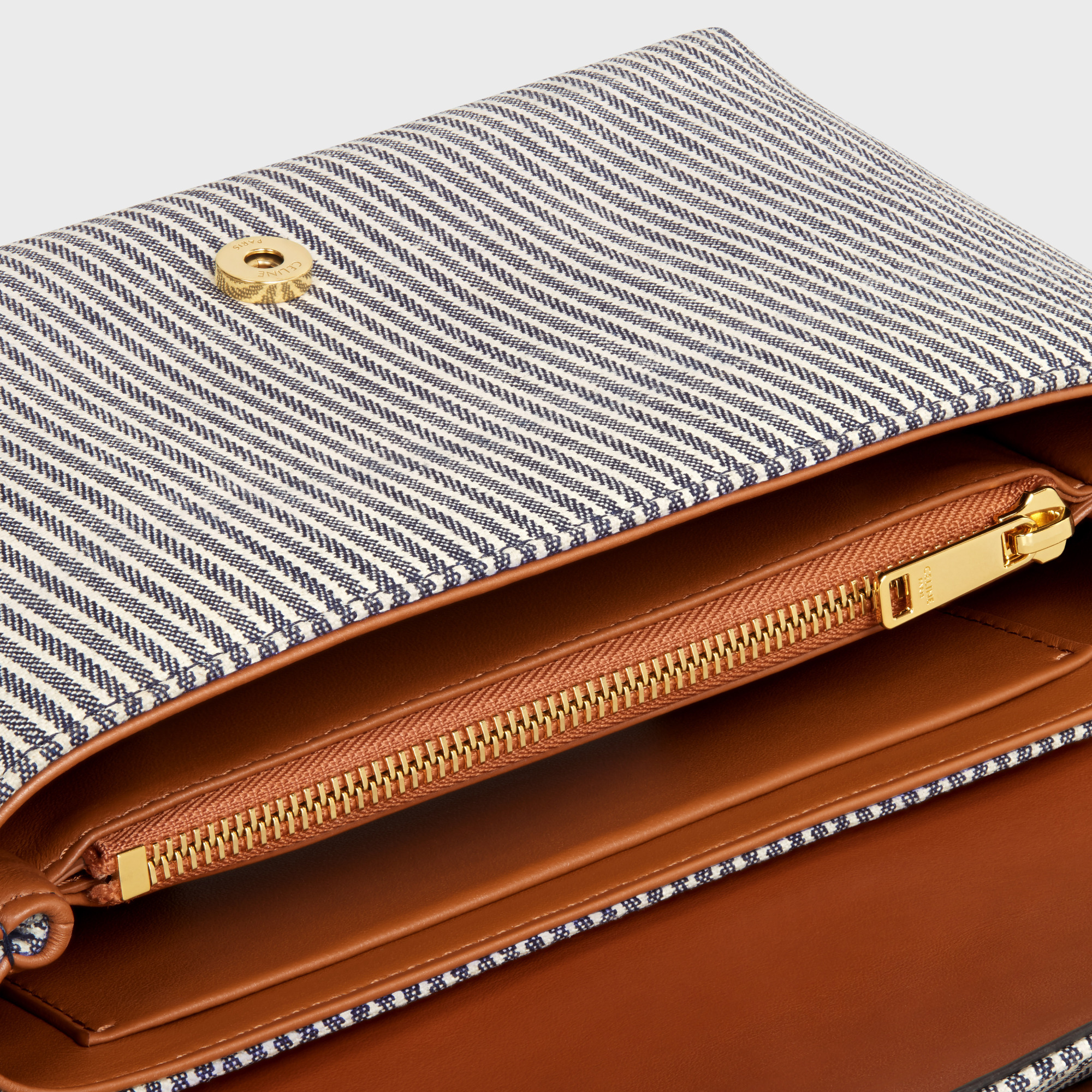 Celine Medium Victoire Bag In Striped Textile