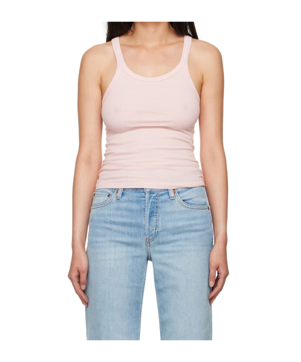 Re/done X Hanes Ribbed Tank Top In Pink