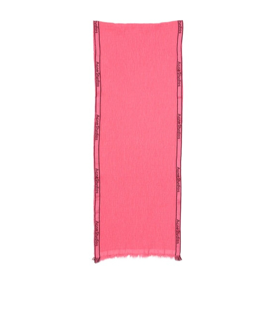 Shop Acne Studios Jacquard-logo Seersucker Scarf In Pink