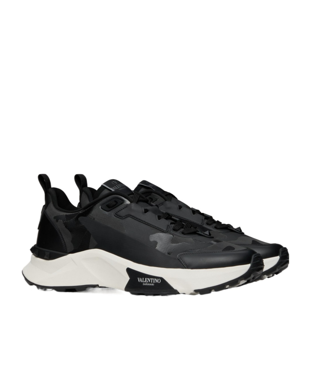 Valentino True Act Printed Canvas Sneakers In Black