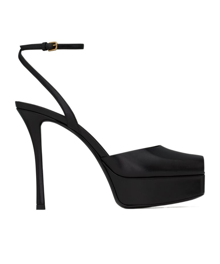 Saint Laurent Leather La Scandale Platform Sandals 85 In Black