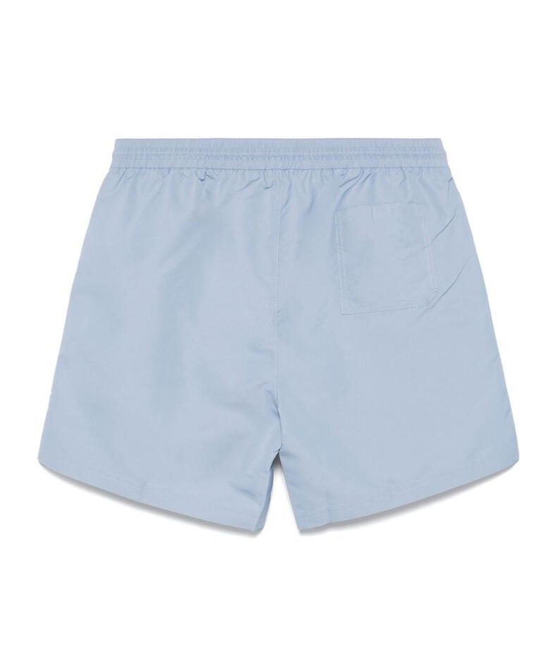 Brunello Cucinelli Branded Drawstring Swimshorts In Blue