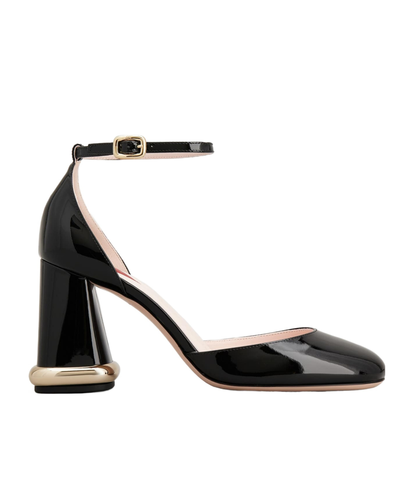 Roger Vivier Patent Leather Pumps With Ankle Strap And Statement Heel 9cm In Black
