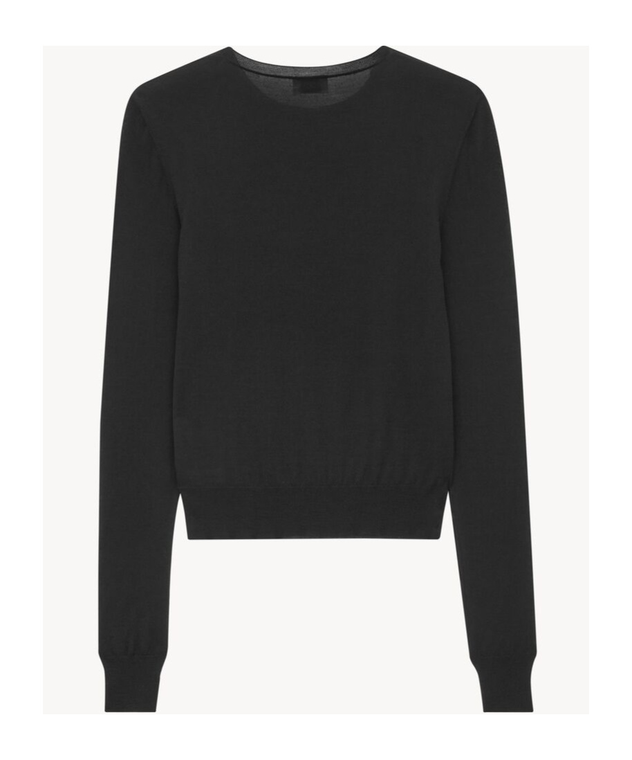 Saint Laurent Long-sleeved Cashmere Sweater In Black