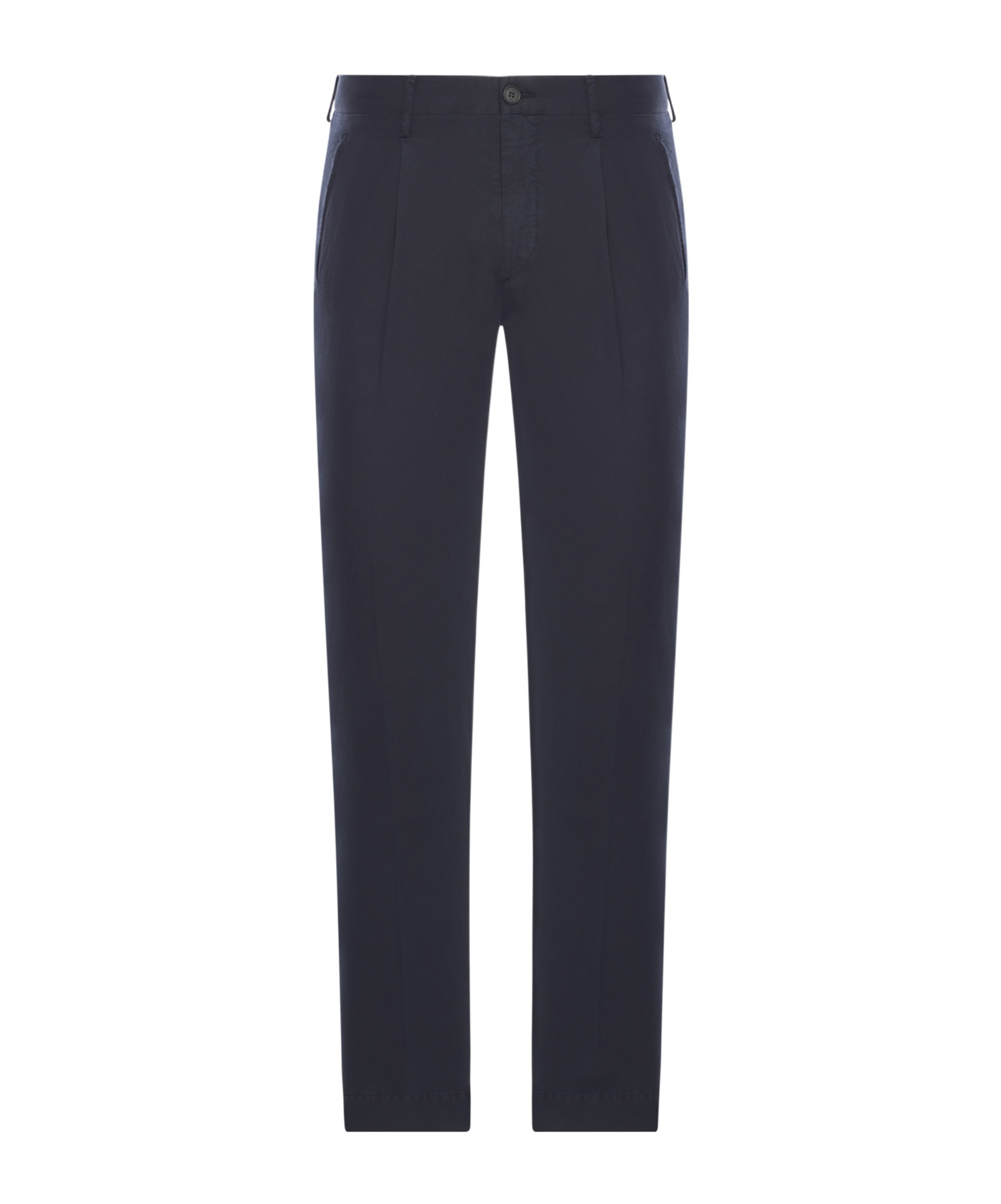Incotex Chino Trousers With Linen And Cotton Pleats In Dark Blue
